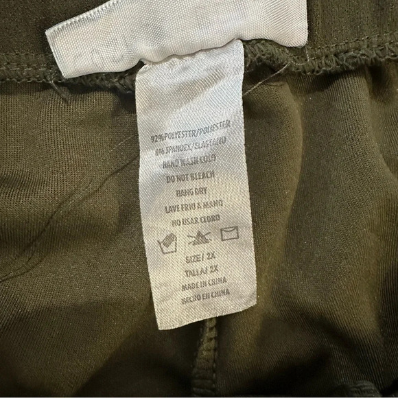 Cosmic Beauty Women’s Dark Green Paperbag Ruffle High Waist Tie Pants Sz 2X GUC - Picture 6 of 7